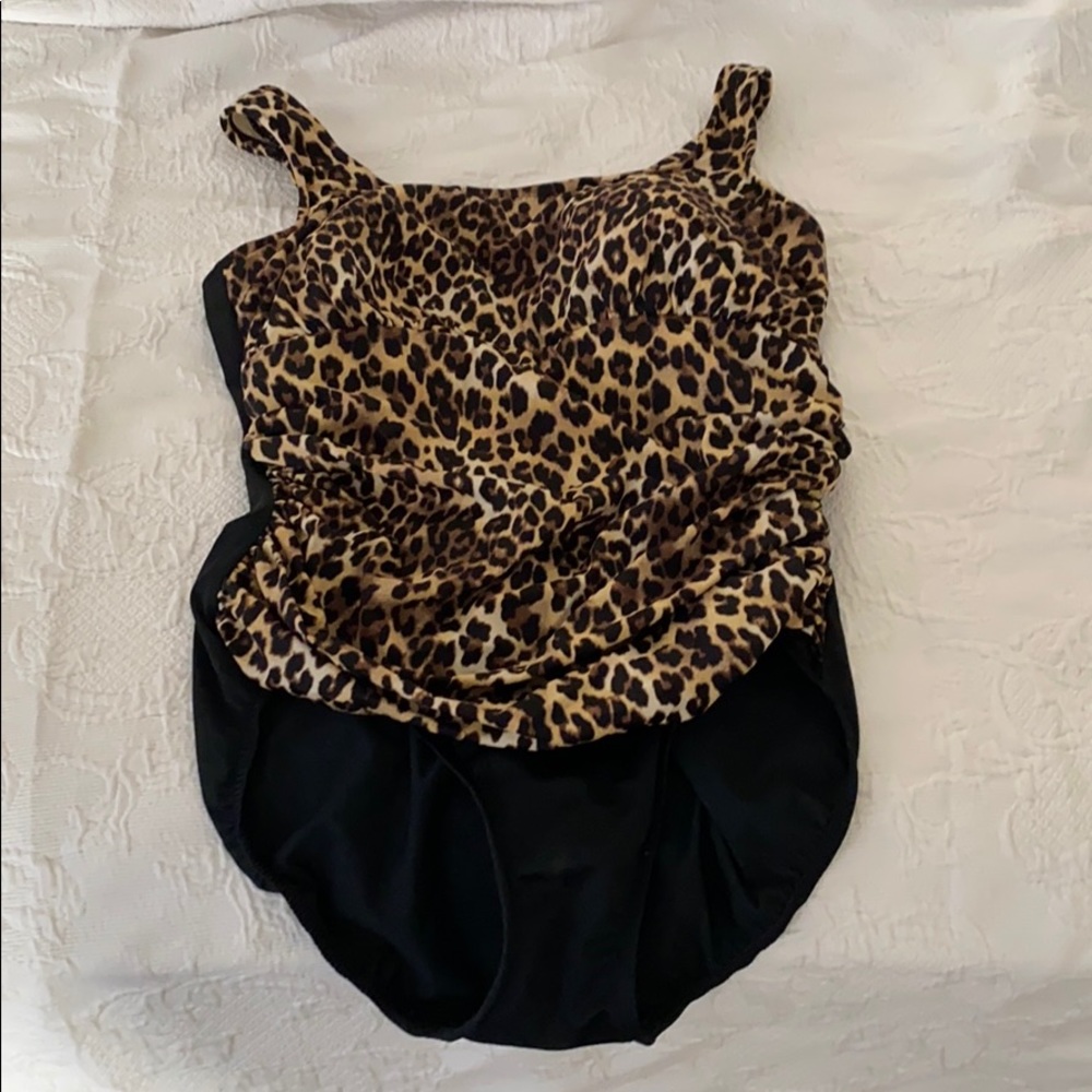 Flattering cheetah print one piece swimsuit